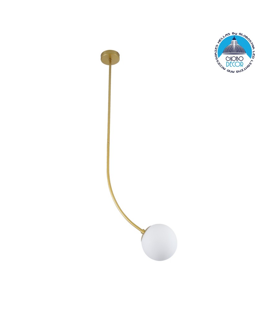 GLOBOSTAR® DRIZZLE 00922 Μοντέρνο Φωτιστικό Οροφής με Ντουί 1 x E27 AC 220-240V IP20 - Λευκό & Χρυσό - Μ15 x Π15 x Υ70cm